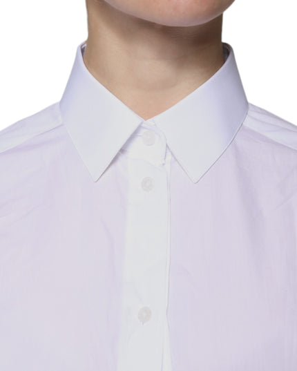 Dolce & Gabbana White Cotton Collared Long Sleeves Shirt Top