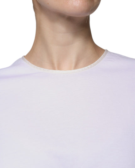 Dolce & Gabbana White Cotton Silk Round Neck Wrap Blouse Top