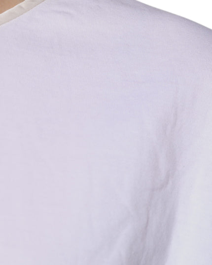 Dolce & Gabbana White Cotton Silk Round Neck Wrap Blouse Top