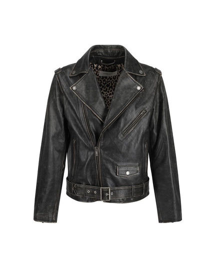 Golden Goose Brown Calf Leather Bos Taurus Biker Jacket