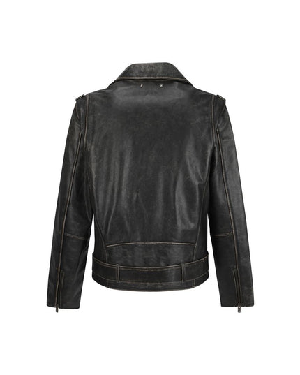 Golden Goose Brown Calf Leather Bos Taurus Biker Jacket