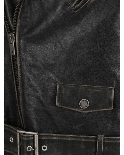 Golden Goose Brown Calf Leather Bos Taurus Biker Jacket