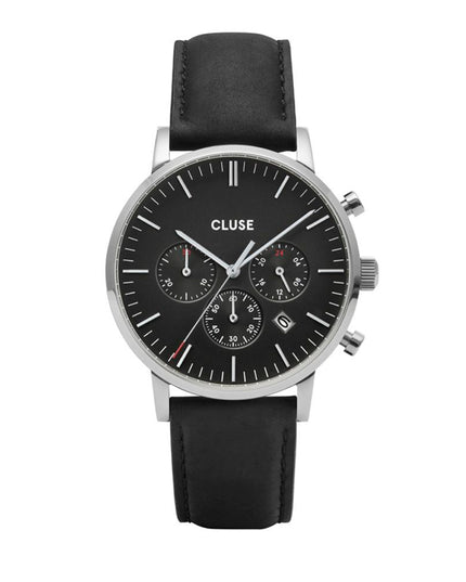 Cluse Black Leather Dress Watch