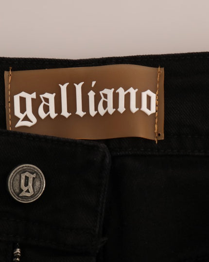 John Galliano Black Cotton Denim Stretch Regular Fit Jeans