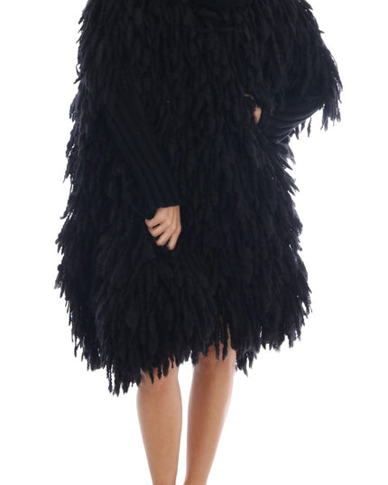 Dolce & Gabbana Black Fringes Wool Pullover Sweater