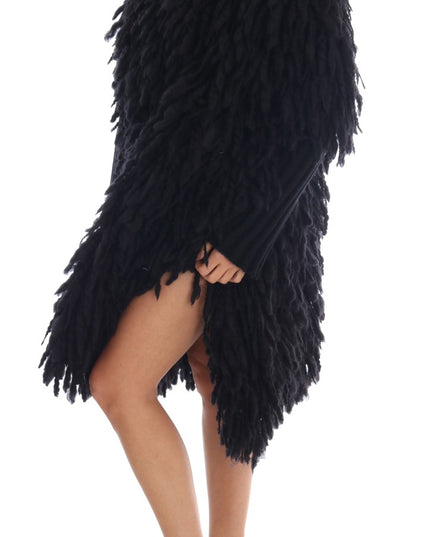 Dolce & Gabbana Black Fringes Wool Pullover Sweater