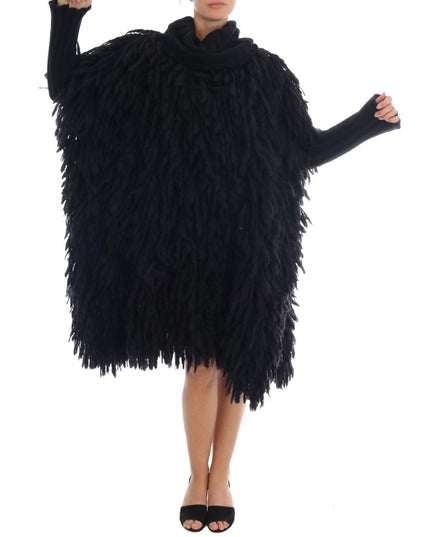 Dolce & Gabbana Black Fringes Wool Pullover Sweater