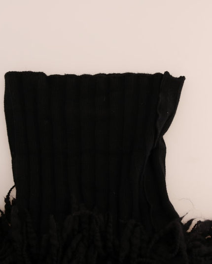 Dolce & Gabbana Black Fringes Wool Pullover Sweater