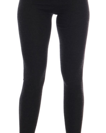 Dolce & Gabbana Gray Cashmere Ribbed Stretch Tights