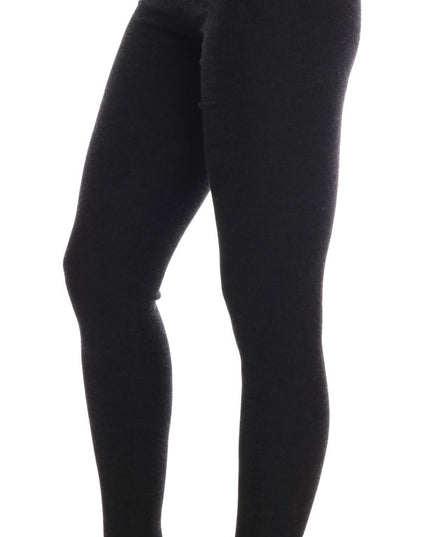 Dolce & Gabbana Gray Cashmere Ribbed Stretch Tights