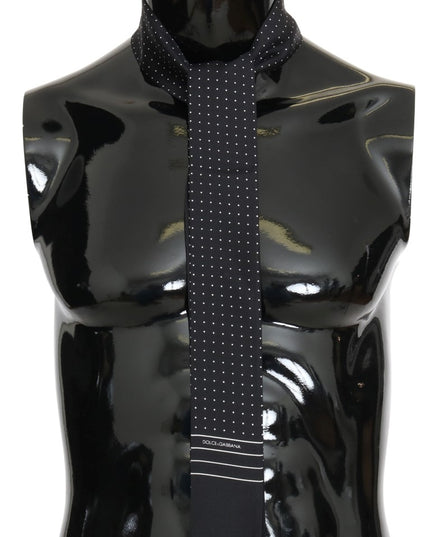 Dolce & Gabbana Dark Blue Polka Dotted Silk Scarf