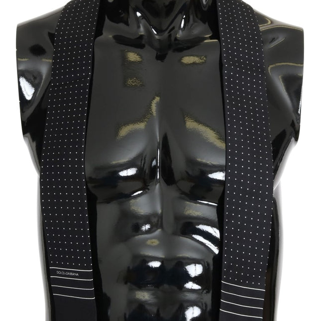 Dolce & Gabbana Dark Blue Polka Dotted Silk Scarf