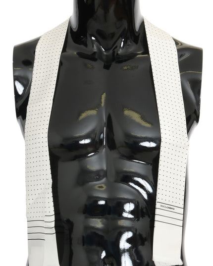 Dolce & Gabbana White Polka Dotted Silk Skinny Scarf