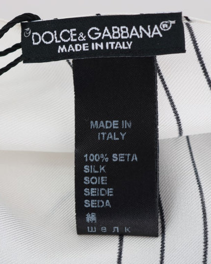 Dolce & Gabbana White Polka Dotted Silk Skinny Scarf