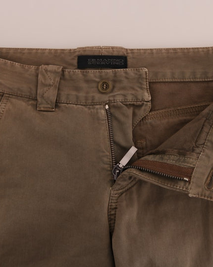 Ermanno Scervino Brown Cotton Casual Slim Fit Pants
