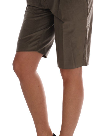 Ermanno Scervino Brown Velvet Bermuda Shorts