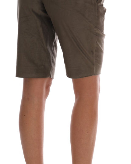 Ermanno Scervino Brown Velvet Bermuda Shorts