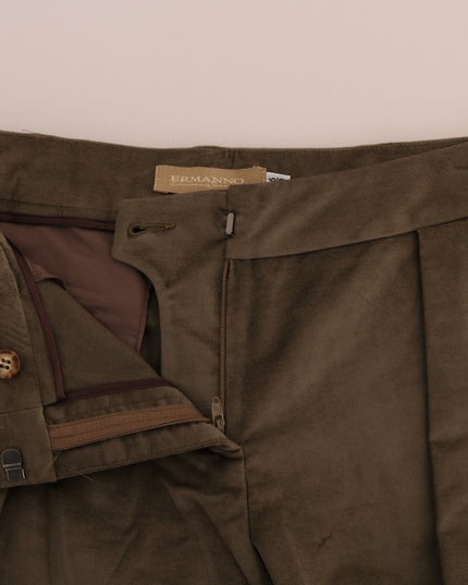 Ermanno Scervino Brown Velvet Bermuda Shorts