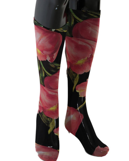 Dolce & Gabbana Multicolor Floral Tulip Nylon Socks