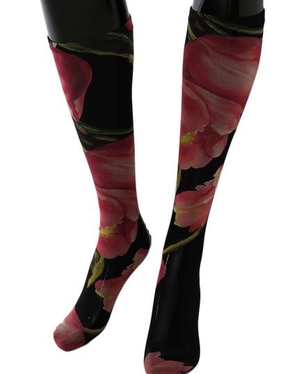 Dolce & Gabbana Multicolor Floral Tulip Nylon Socks