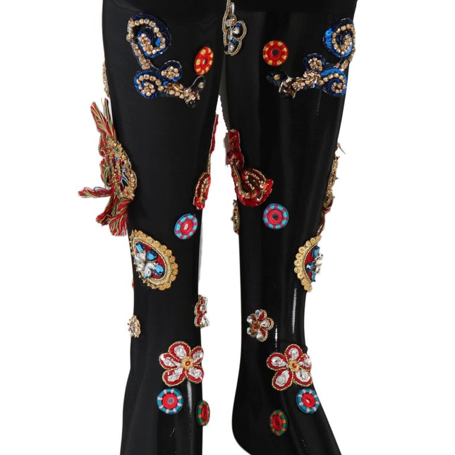 Dolce & Gabbana Black Stretch Carretto Crystal Socks