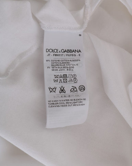 Dolce & Gabbana White Cotton Silk T-Shirt