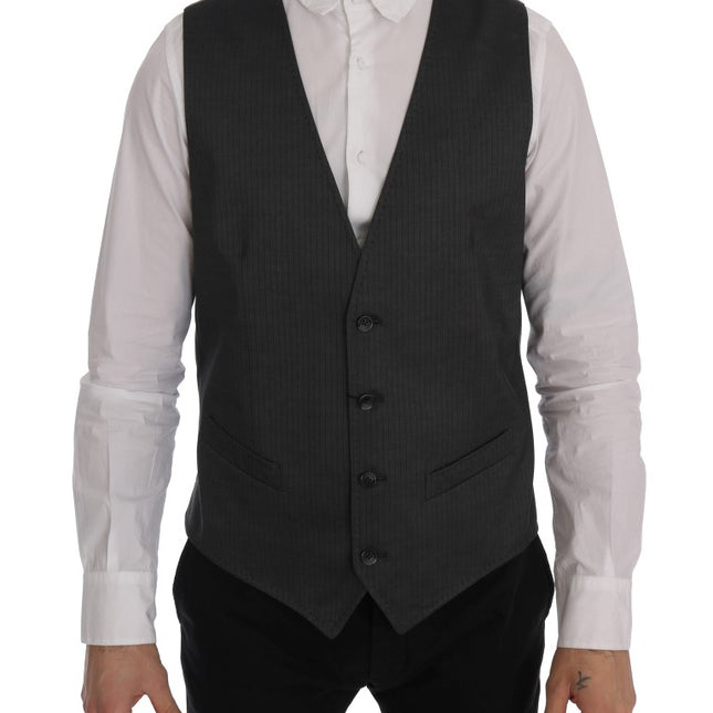 Dolce & Gabbana Gray STAFF Cotton Rayon Vest