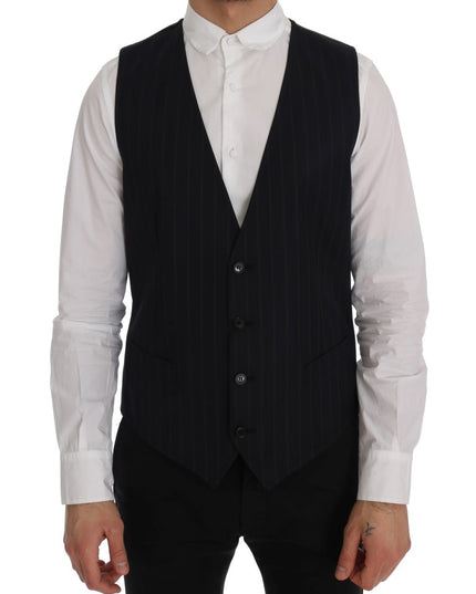 Dolce & Gabbana Blue Wool Stretch Vest