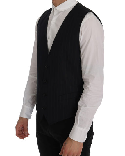 Dolce & Gabbana Blue Wool Stretch Vest