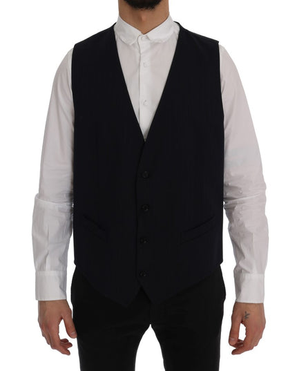 Dolce & Gabbana Blue STAFF Wool Stretch Vest