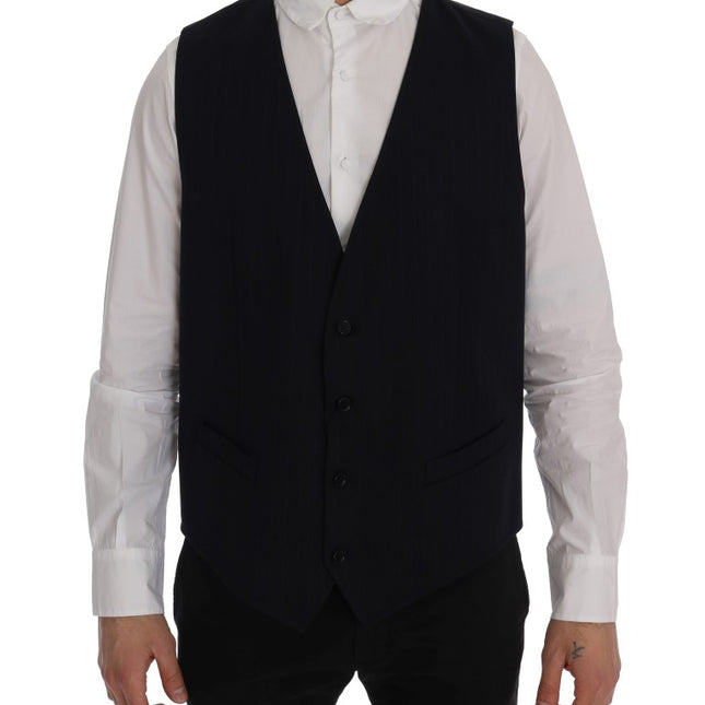 Dolce & Gabbana Blue STAFF Wool Stretch Vest