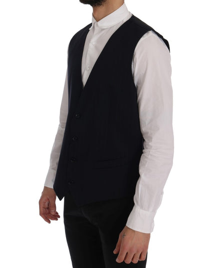 Dolce & Gabbana Blue STAFF Wool Stretch Vest