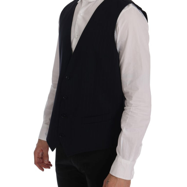 Dolce & Gabbana Blue STAFF Wool Stretch Vest