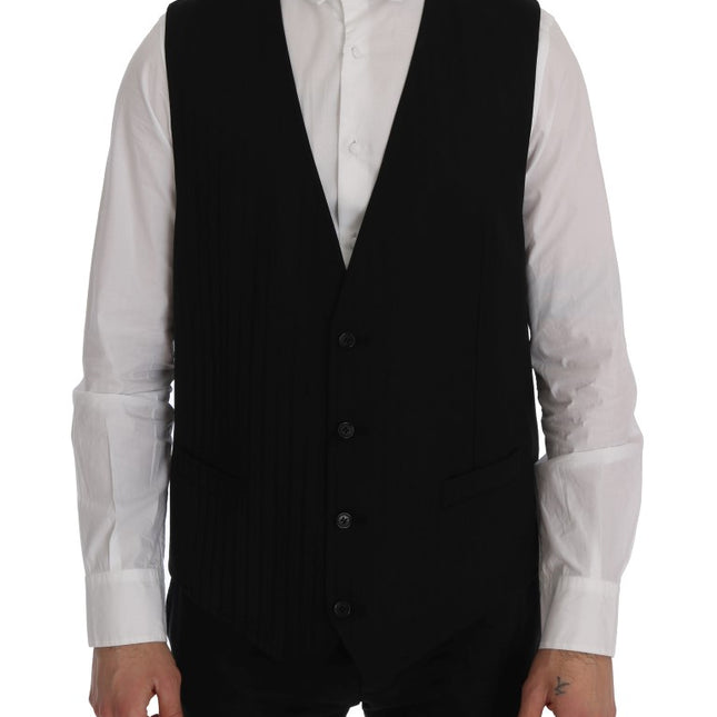 Dolce & Gabbana Black STAFF Wool Stretch Vest