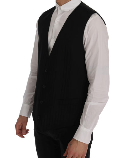 Dolce & Gabbana Black STAFF Wool Stretch Vest