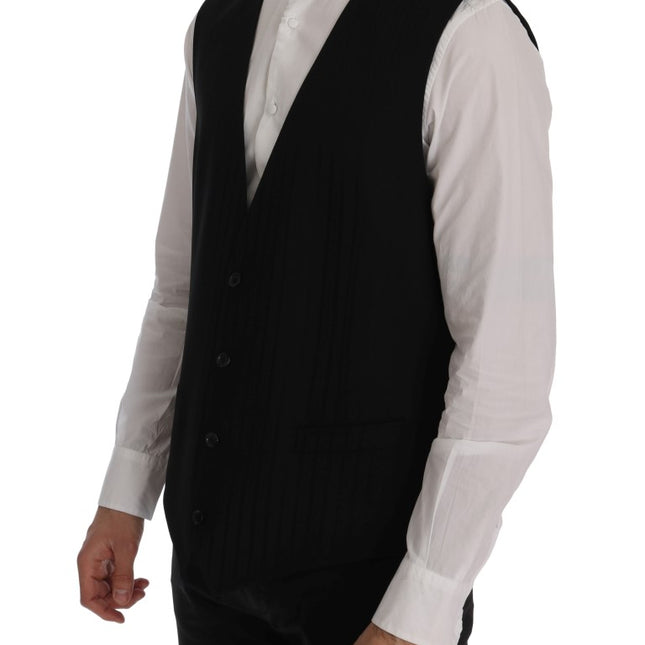 Dolce & Gabbana Black STAFF Wool Stretch Vest