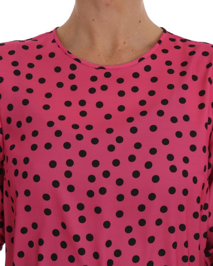 Dolce & Gabbana Pink Polka Dotted Silk Blouse