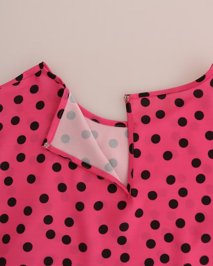 Dolce & Gabbana Pink Polka Dotted Silk Blouse