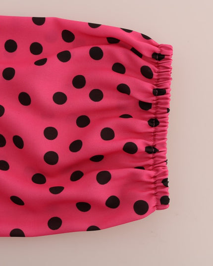Dolce & Gabbana Pink Polka Dotted Silk Blouse