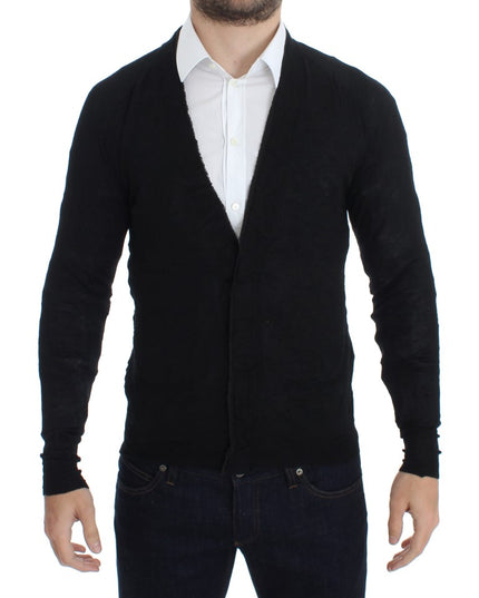 Costume National Black Fine Wool Button Cardigan
