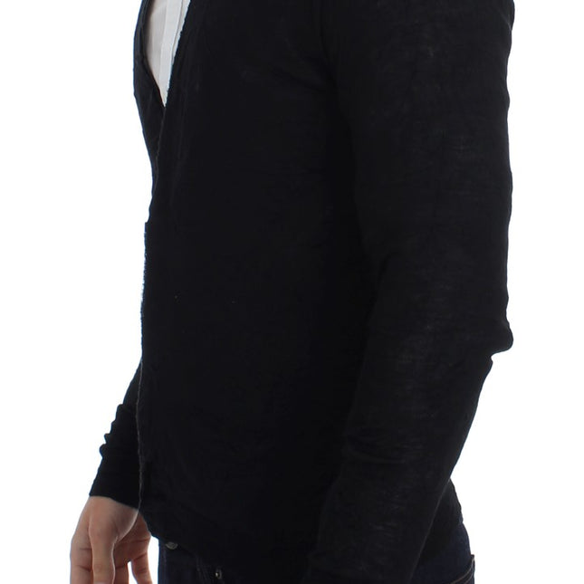 Costume National Black Fine Wool Button Cardigan