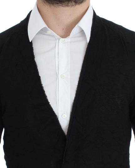 Costume National Black Fine Wool Button Cardigan