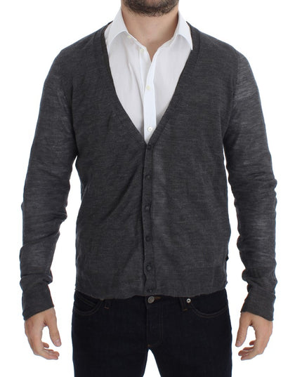 Costume National Gray Wool Button Cardigan Sweater