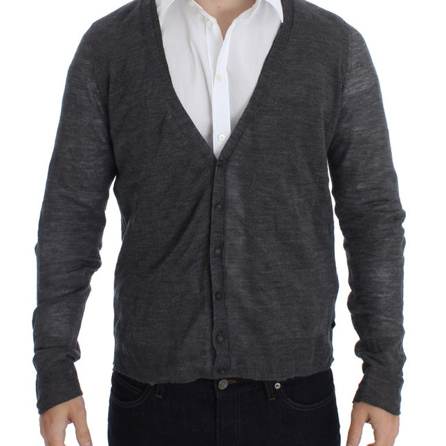 Costume National Gray Wool Button Cardigan Sweater