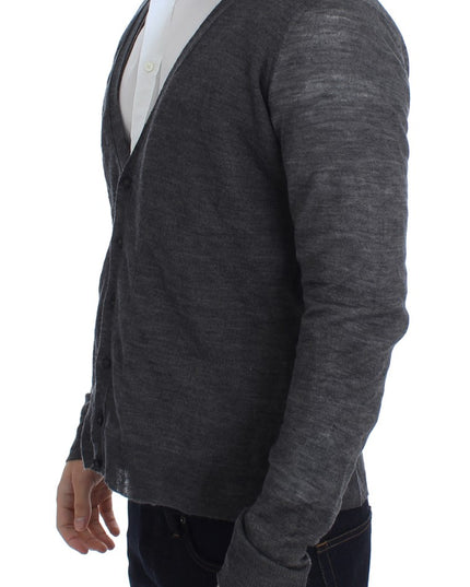 Costume National Gray Wool Button Cardigan Sweater