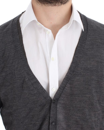 Costume National Gray Wool Button Cardigan Sweater