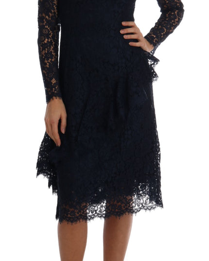 Dolce & Gabbana Blue Taormina Floral Lace Sheath Dress