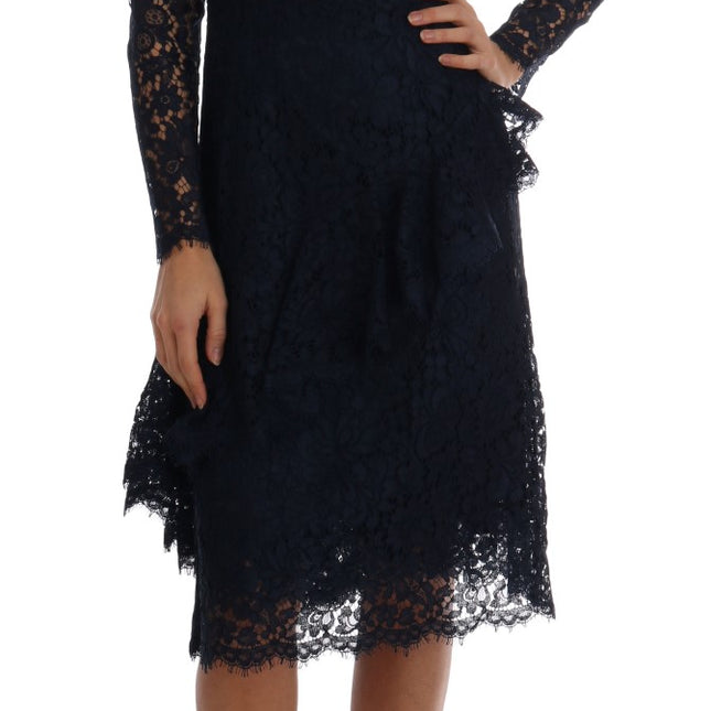 Dolce & Gabbana Blue Taormina Floral Lace Sheath Dress