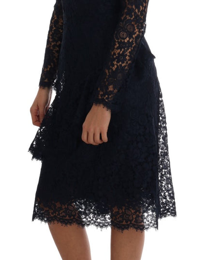 Dolce & Gabbana Blue Taormina Floral Lace Sheath Dress