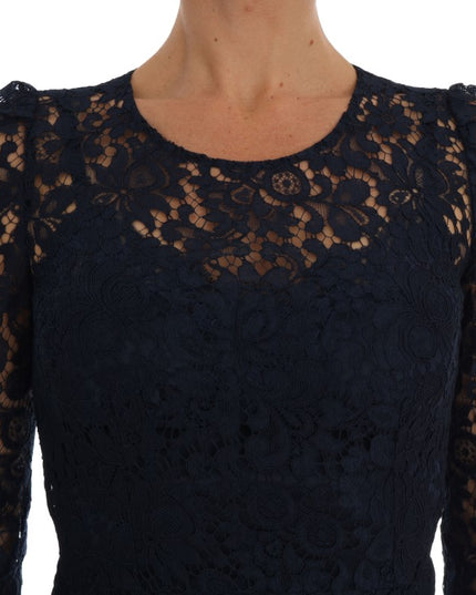 Dolce & Gabbana Blue Taormina Floral Lace Sheath Dress